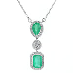 Load image into Gallery viewer, Emerald Drop Diamond Pendant Necklace