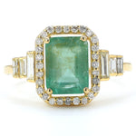 Load image into Gallery viewer, Emerald Cut Natural Emerald Diamond Ring