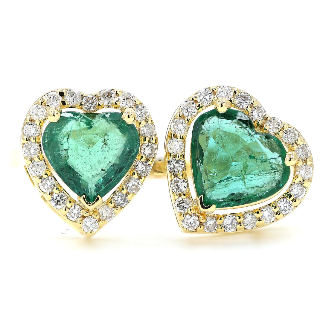 Heart Shape Natural Emerald Diamond Ring