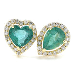 Load image into Gallery viewer, Heart and Pear Emerald Diamond Ring