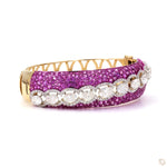 Load image into Gallery viewer, Pink Sapphire Oval Diamond Bangle