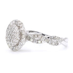 Load image into Gallery viewer, Oval Cluster Diamond Ring, 14k Solid Gold, Natural Diamonds, Halo Engagement Ring, Twisted Band Wedding Jewelry