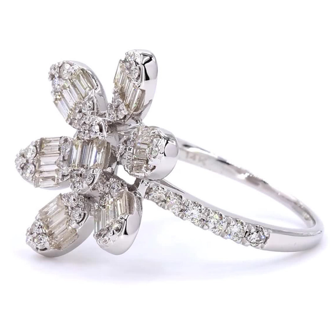 Floral Diamond Cluster Ring