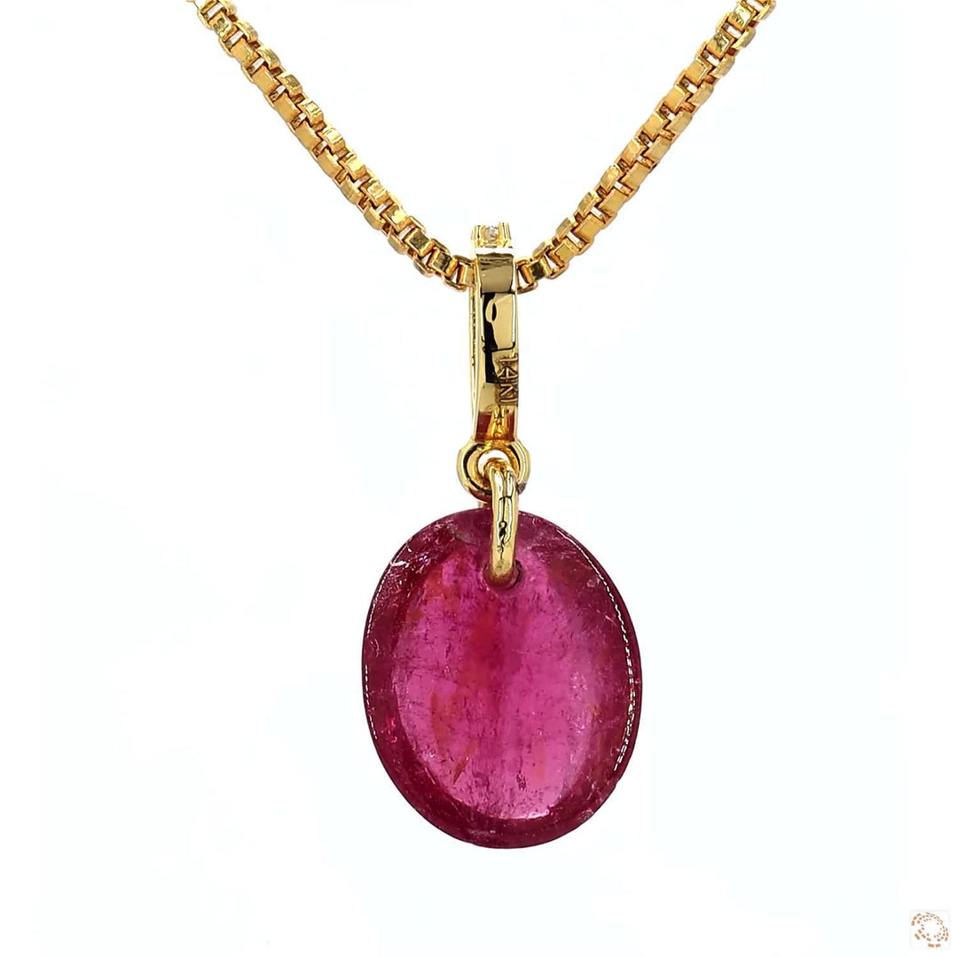 Oval Pink Tourmaline Diamond Pendant Necklace