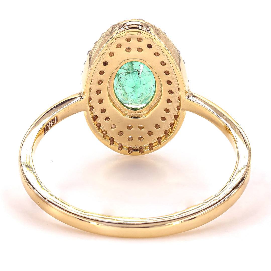 Natural Oval Emerald Halo Diamond Ring
