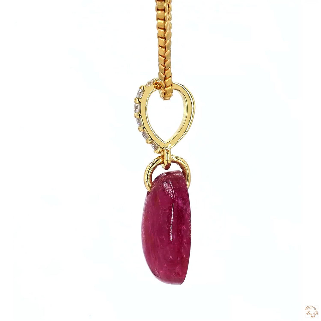 Oval Pink Tourmaline Diamond Pendant Necklace