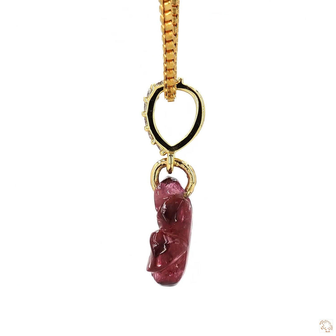 Flower Pink Tourmaline Diamond Pendant Necklace