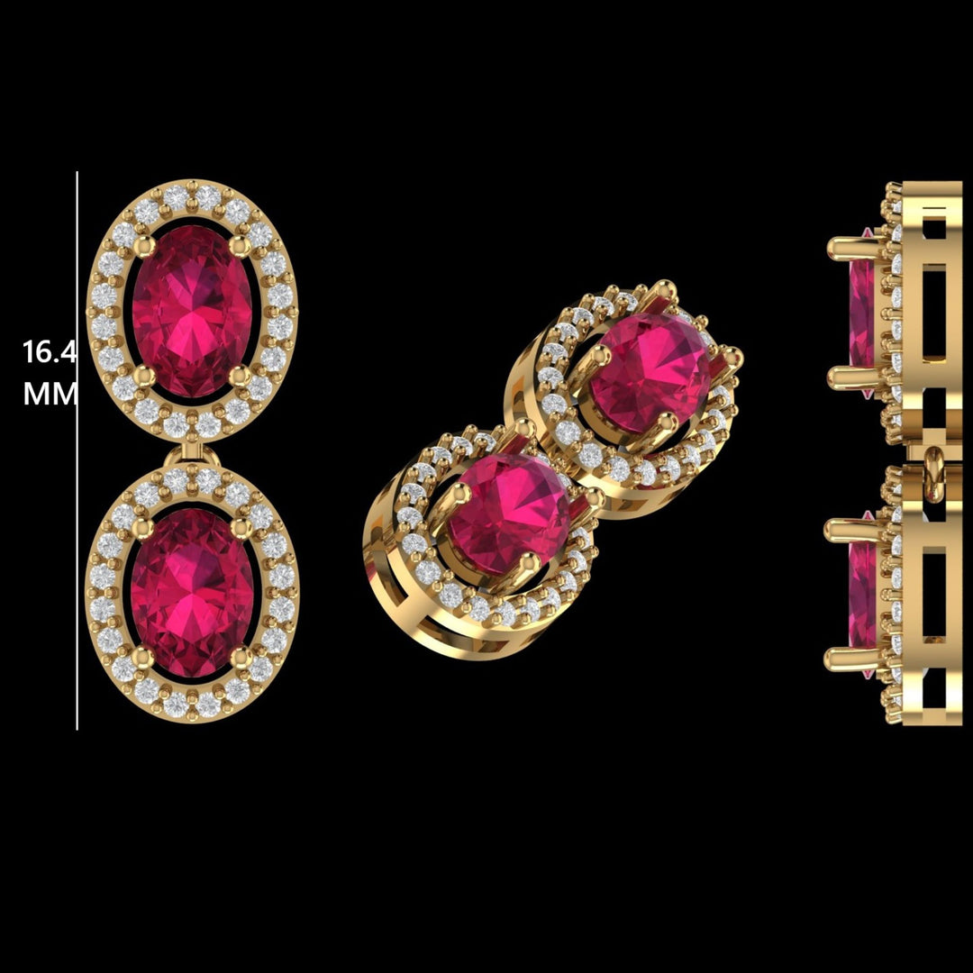 Oval Pink Sapphire Halo Diamond Necklace