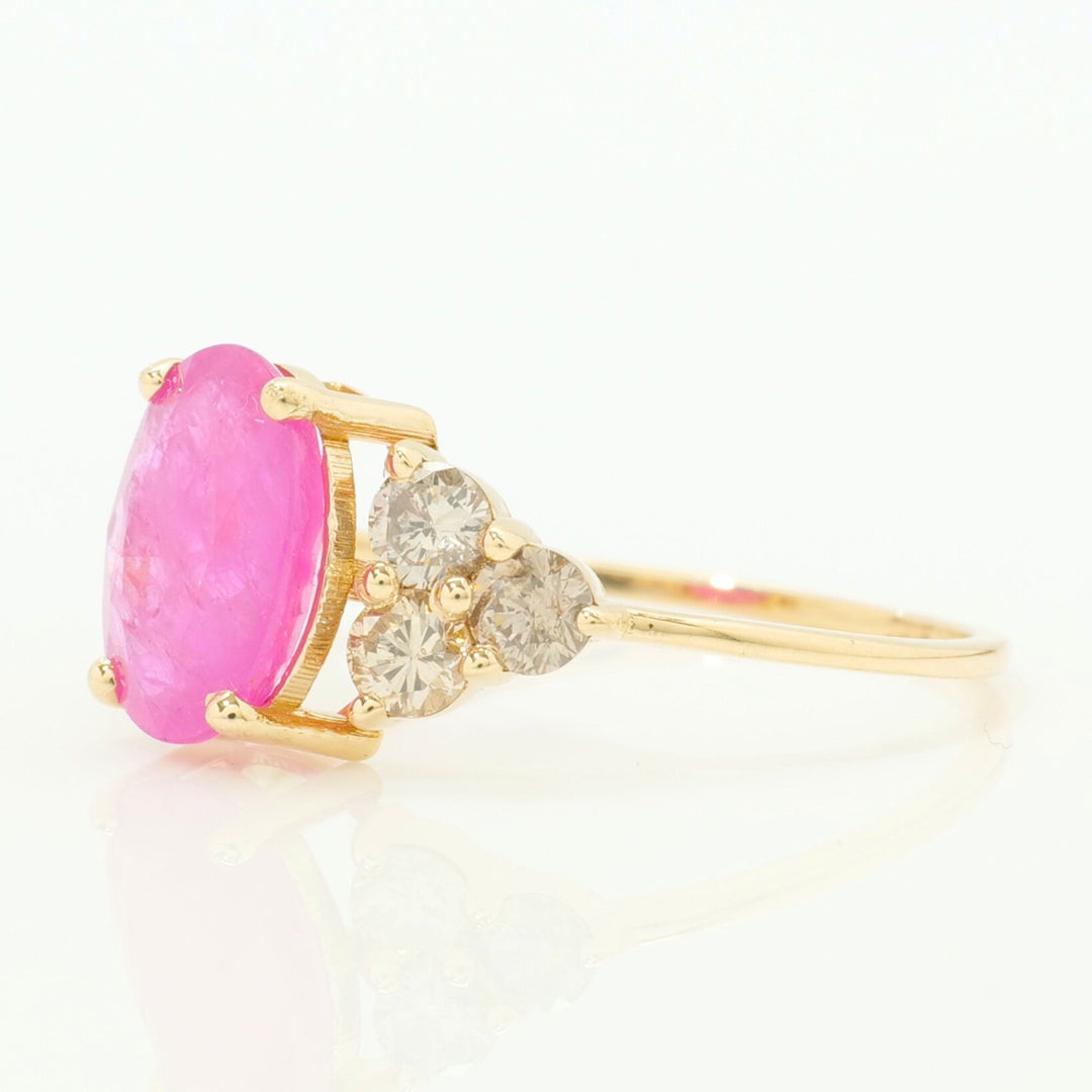 Oval Ruby Cluster Diamond Ring