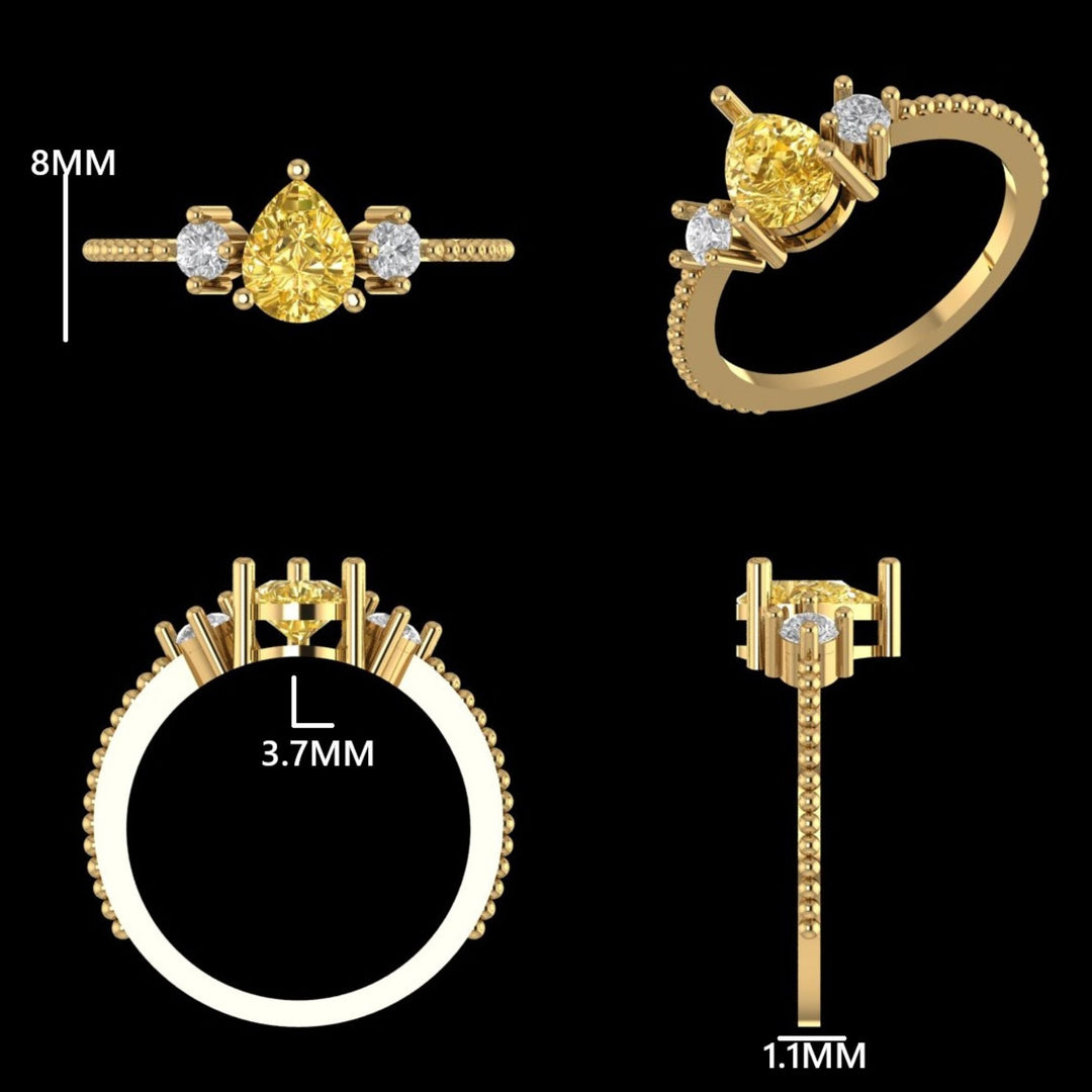 Pear Yellow Sapphire Diamond Ring