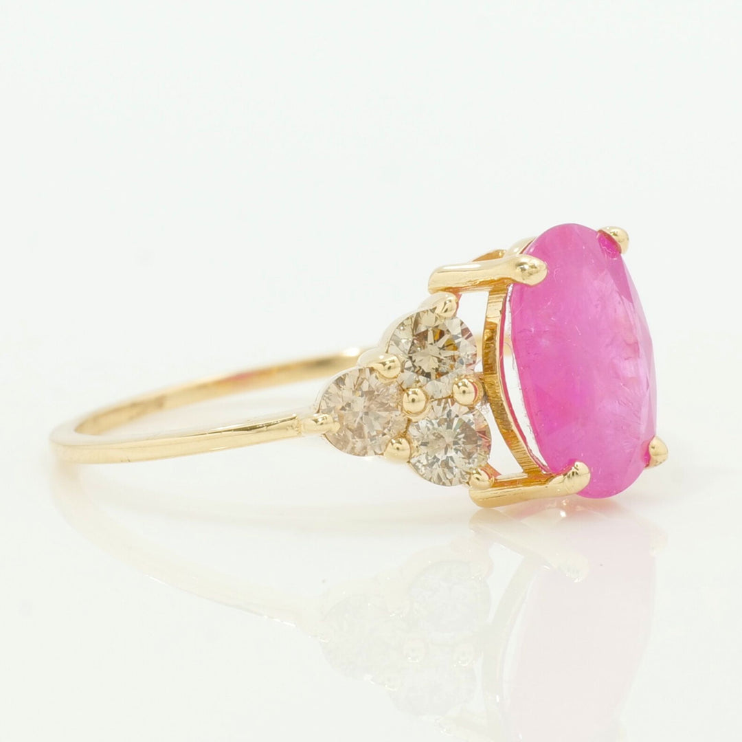 Oval Ruby Cluster Diamond Ring