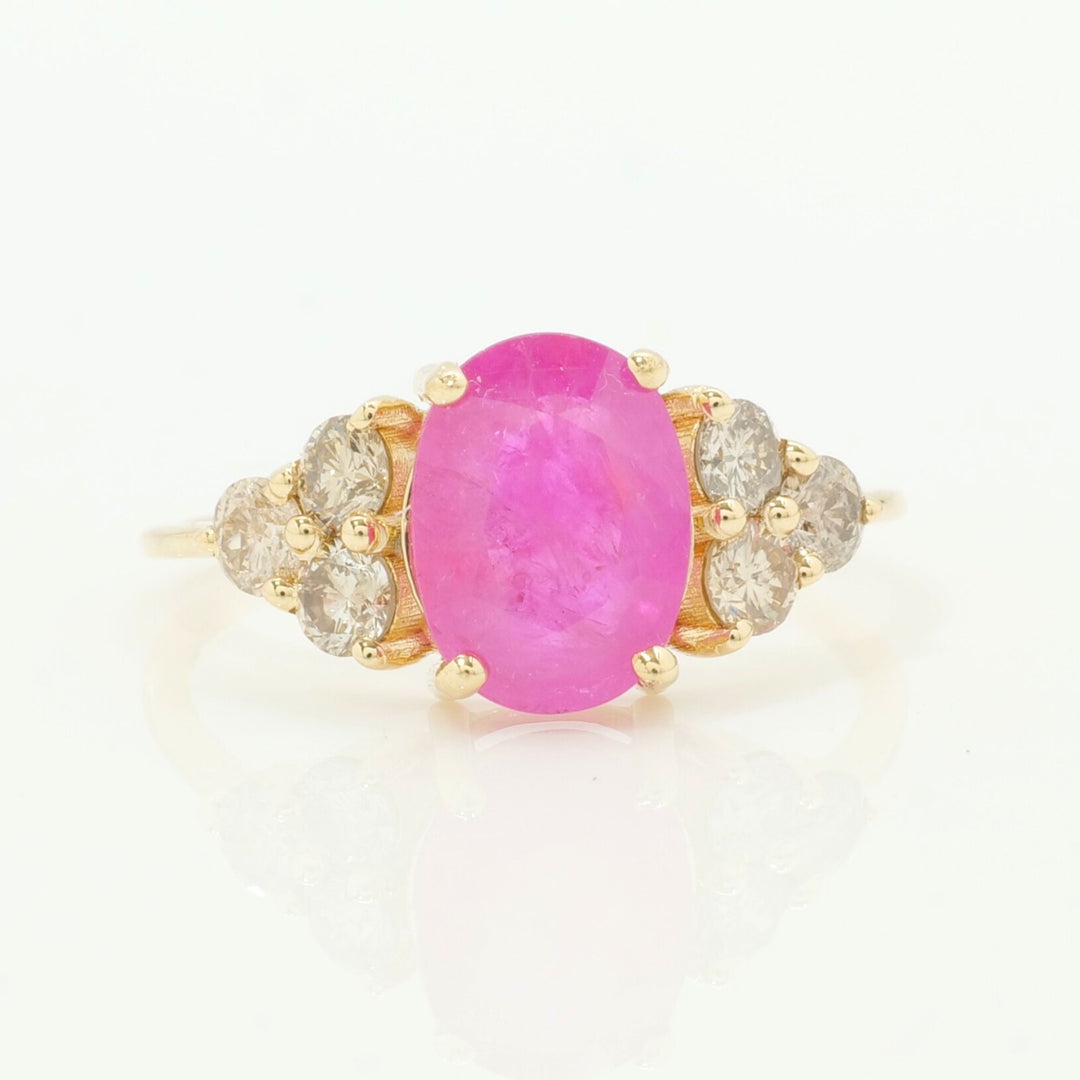 Oval Ruby Cluster Diamond Ring