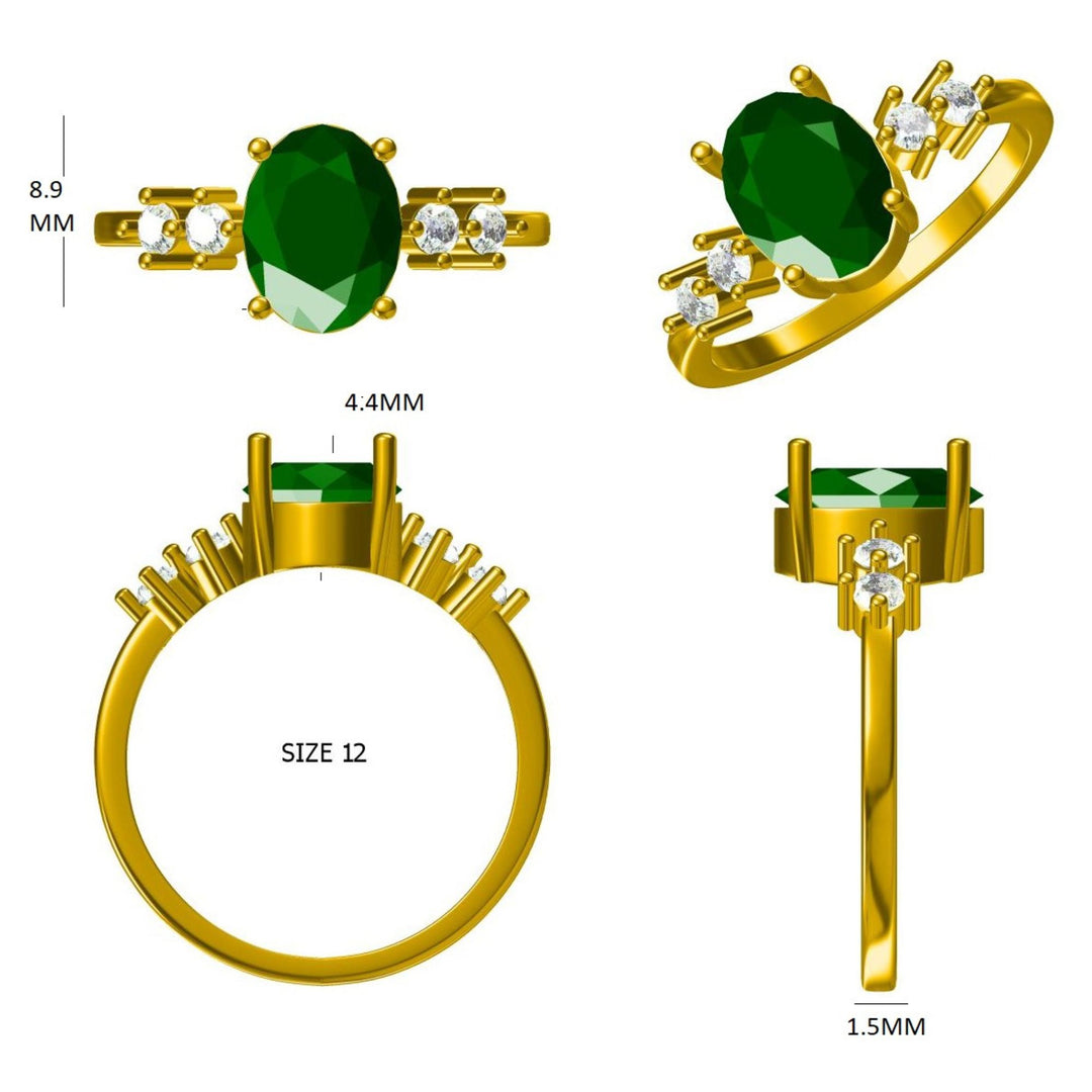Natural Oval Emerald Diamond Ring