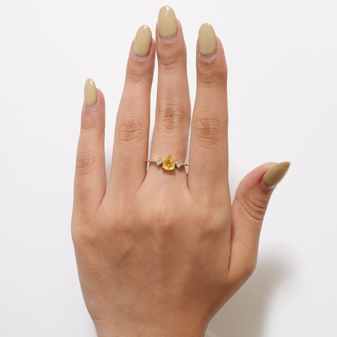 Pear Yellow Sapphire Diamond Ring