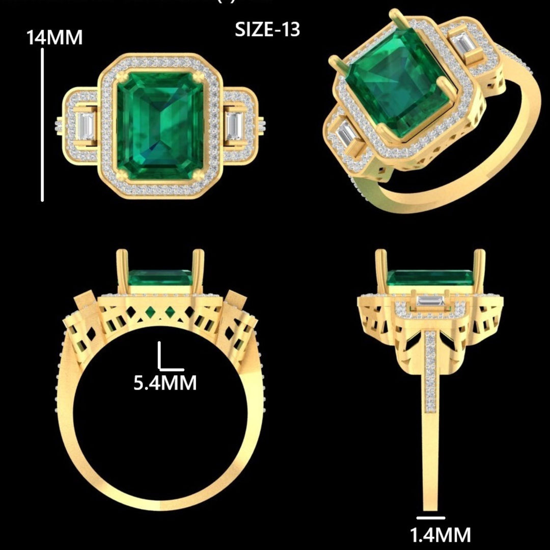 Emerald Cut Halo Ring
