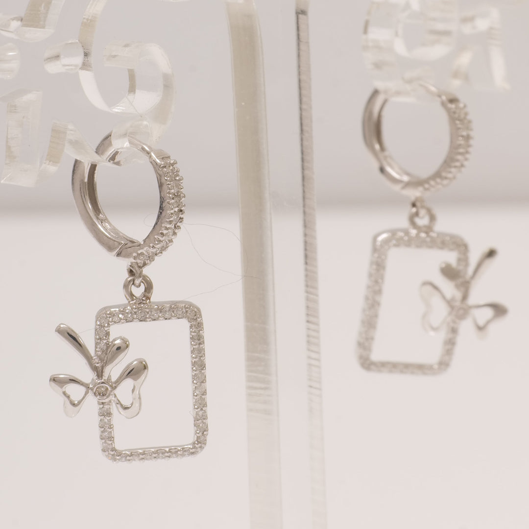 Geometric Bow Drop Huggie Earring