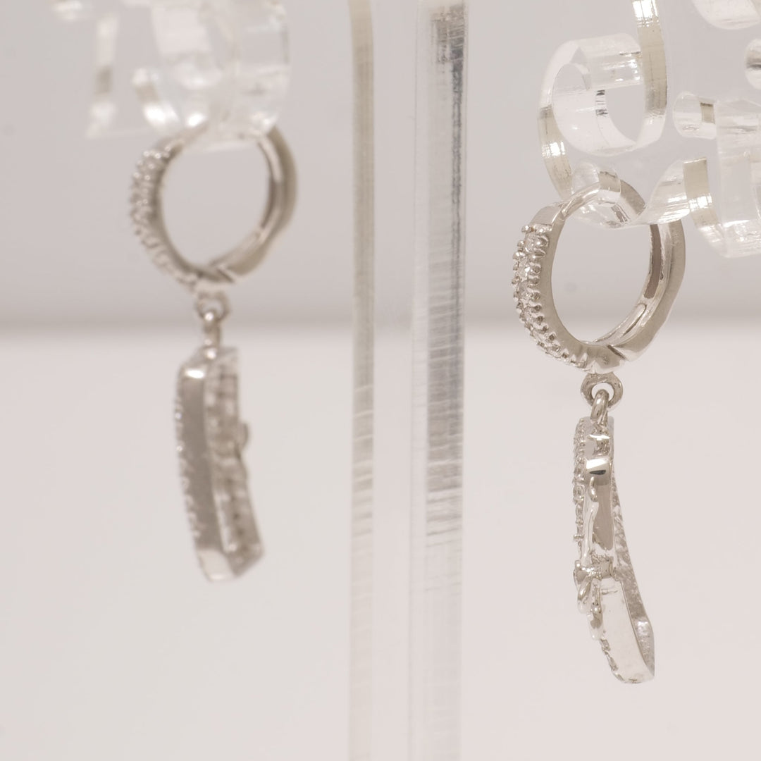 Geometric Bow Drop Huggie Earring