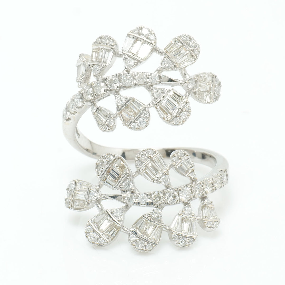 Leaf Cluster Baguette Diamond Ring