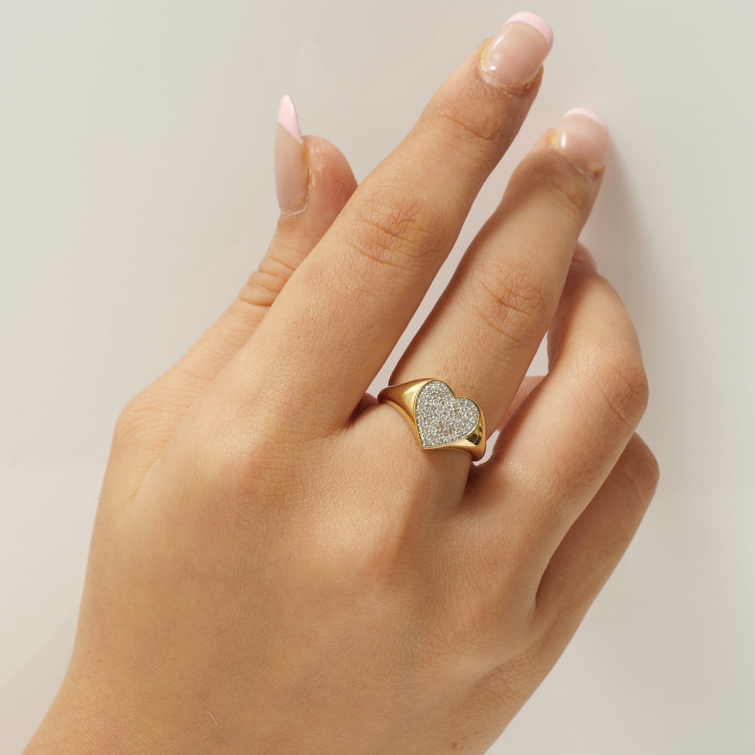 Heart Signet Diamond Ring