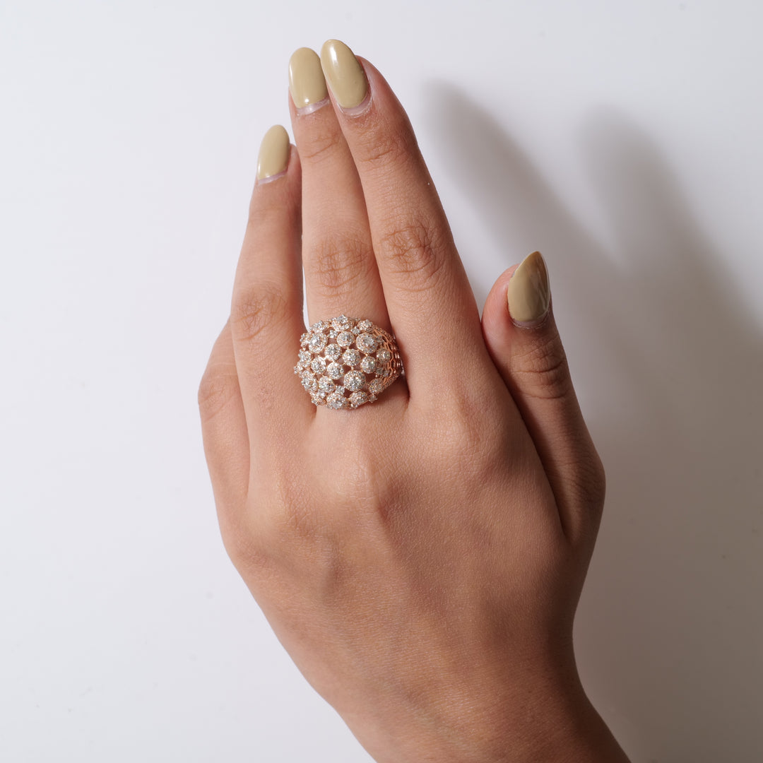 Floral Dome Diamond Ring