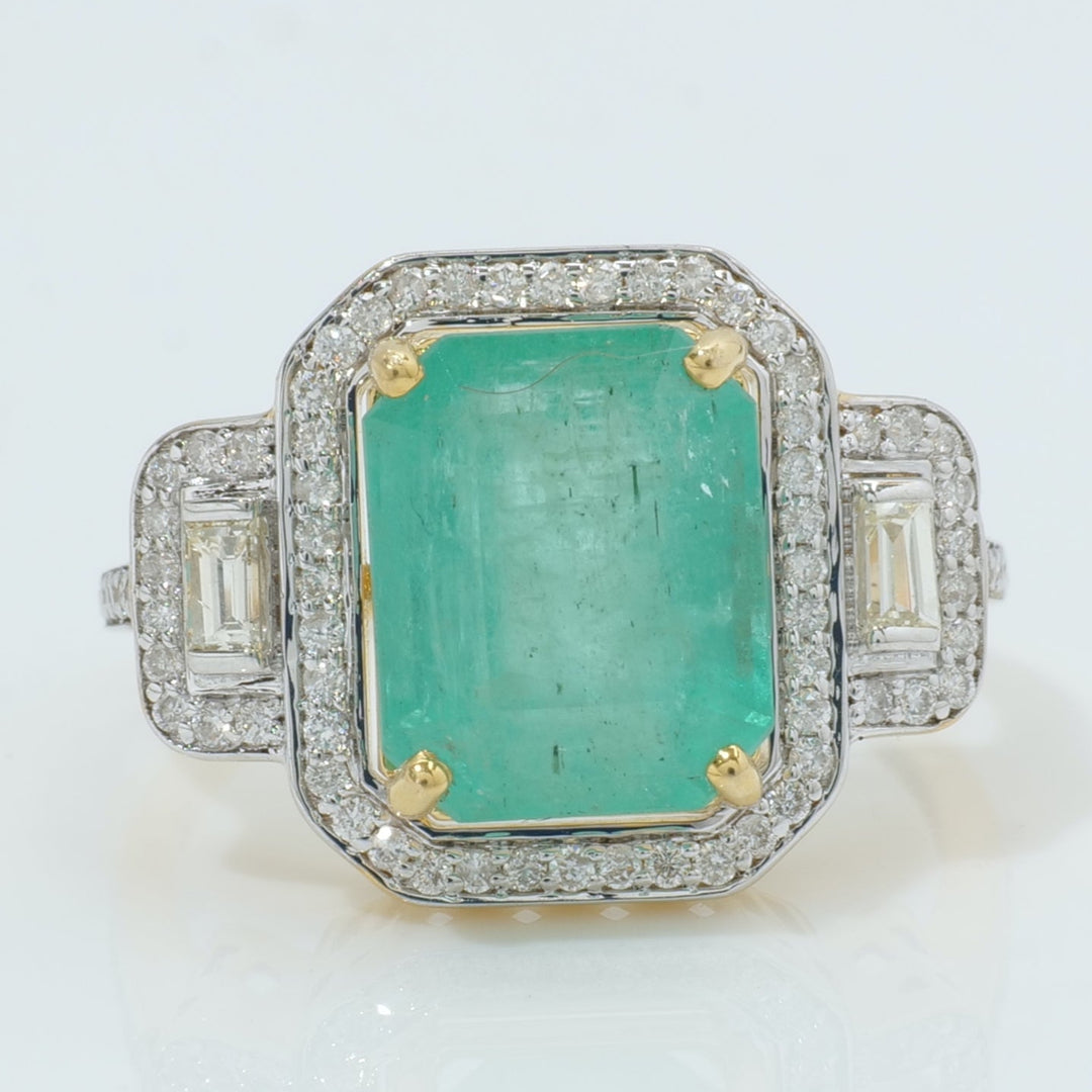 Emerald Cut Halo Ring