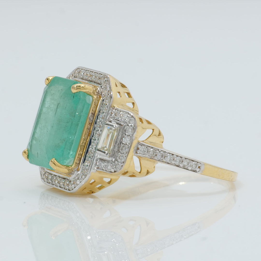 Emerald Cut Halo Ring