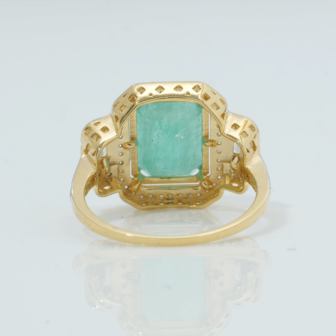 Emerald Cut Halo Ring