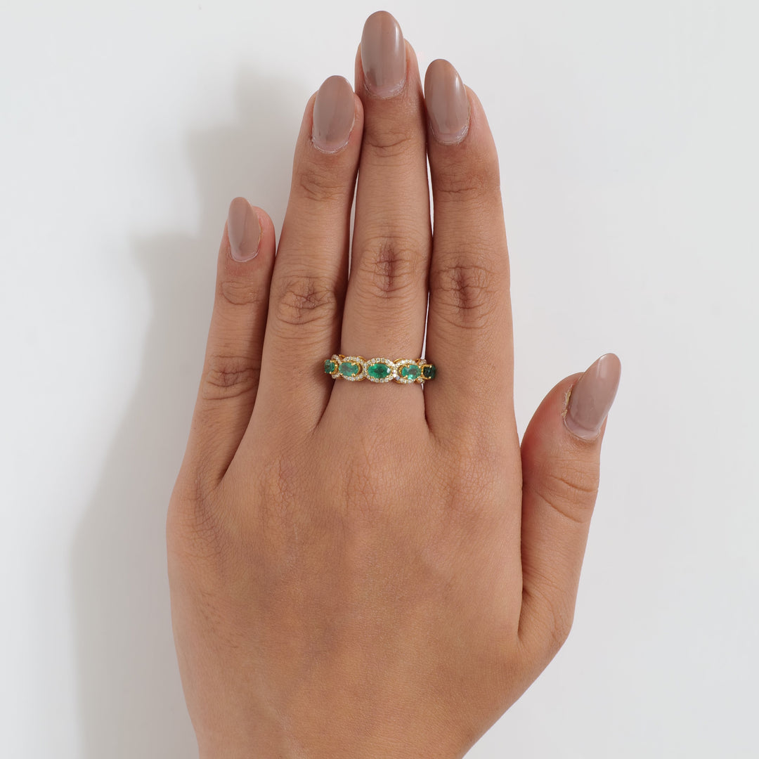 Oval Emerald Diamond Ring