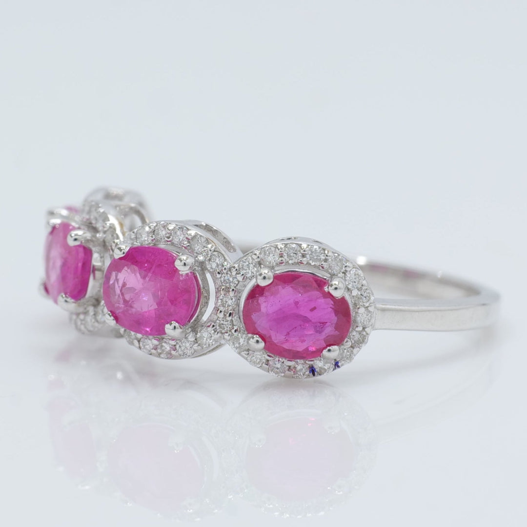 Ruby Gemstone Eternity Diamond Band Ring