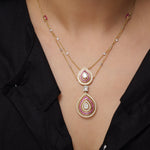 Load image into Gallery viewer, Pear Diamond Ruby Stacking Necklace