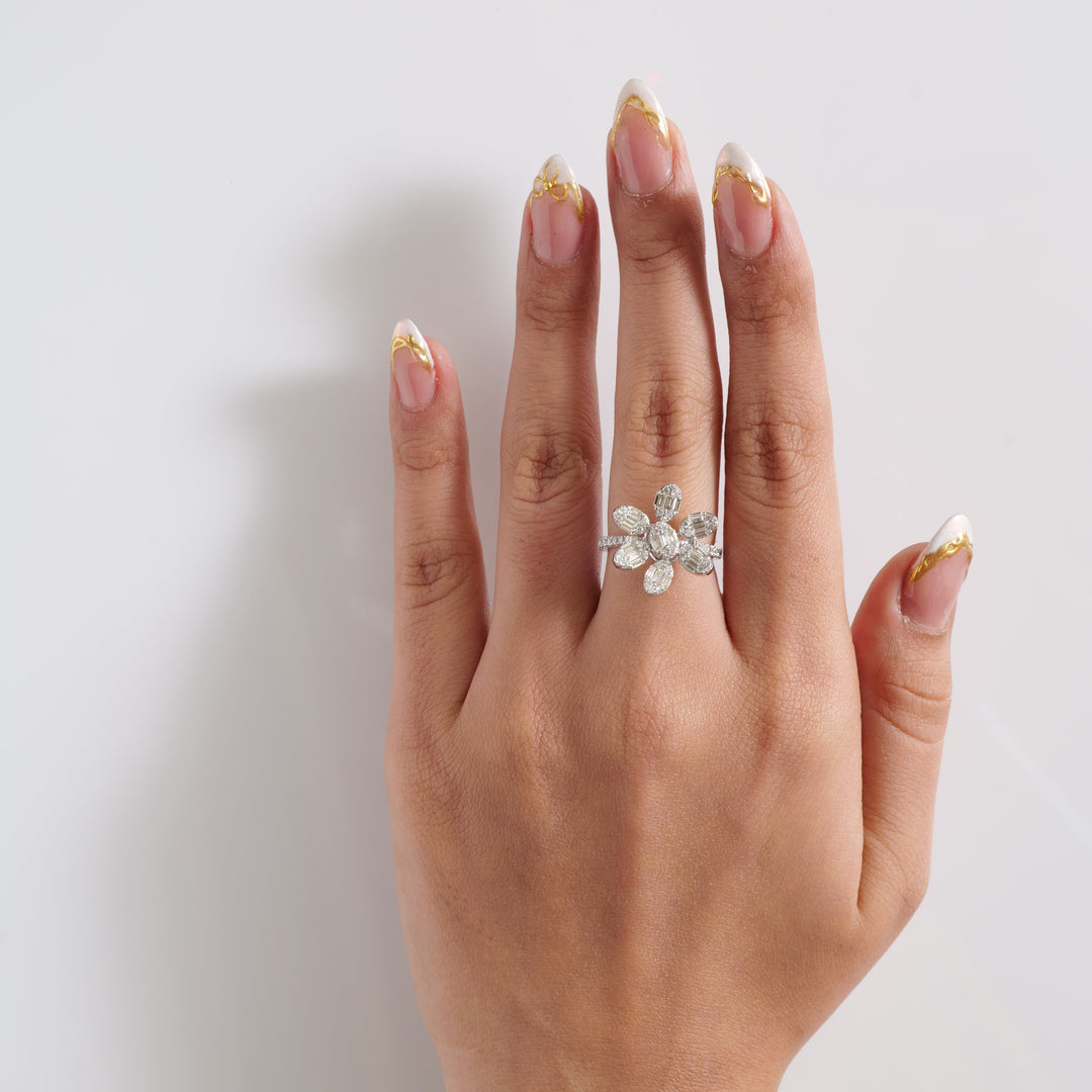 Floral Diamond Cluster Ring