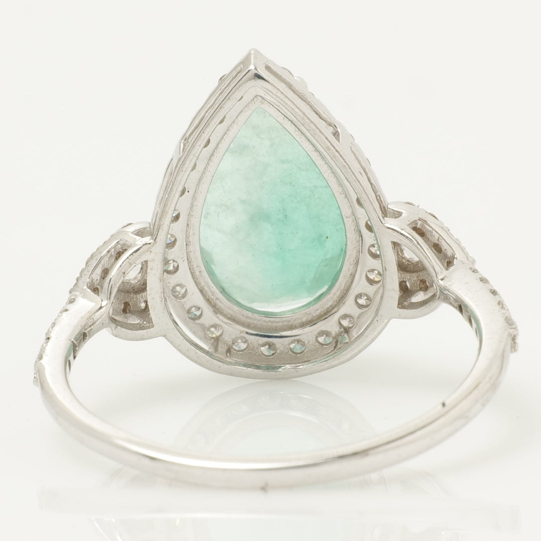 Pear Emerald Halo Diamond Ring