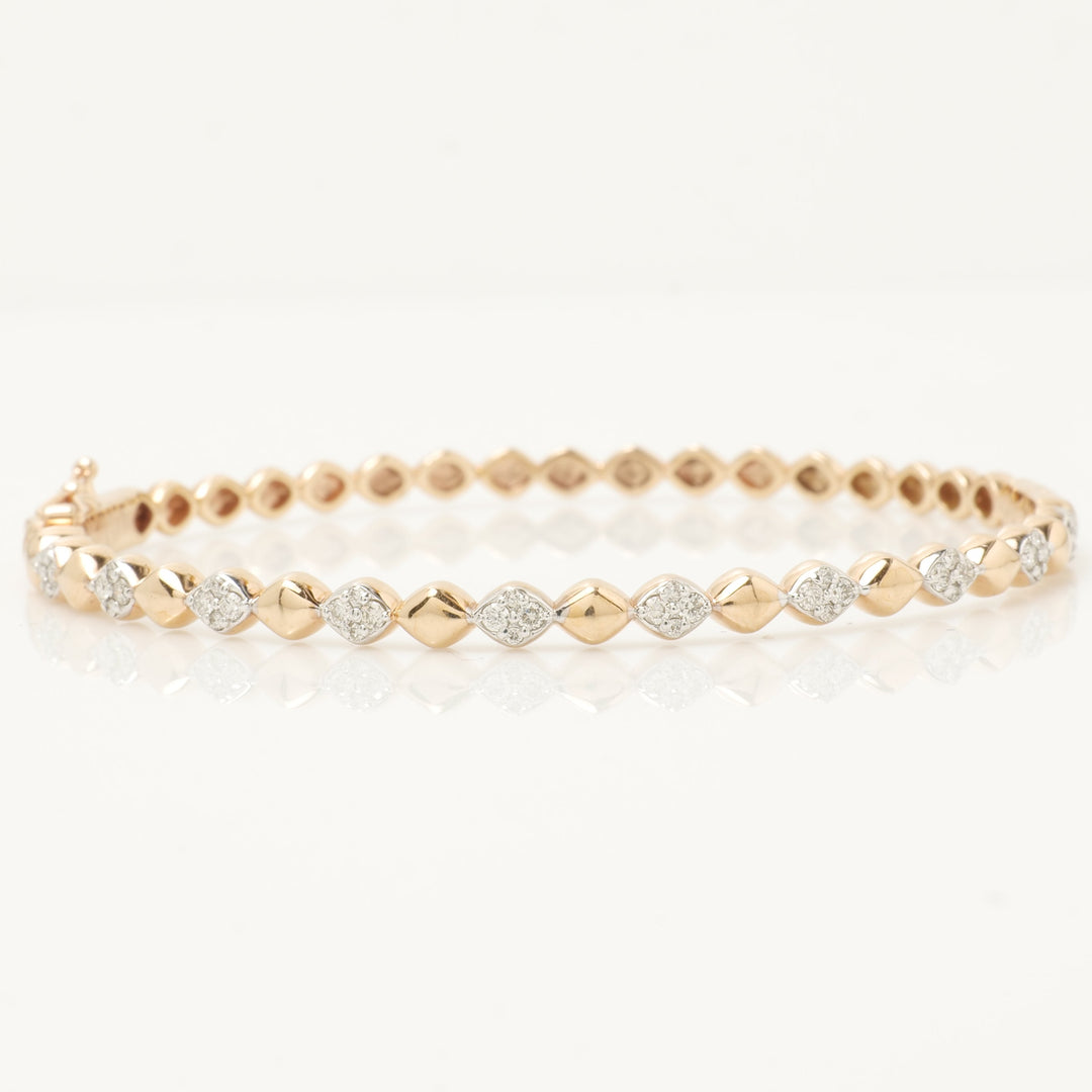 Bubble Drop design bangle bracelet, 14k Solid Gold, Natural Diamonds, Ready To Ship, Women's Day Gift