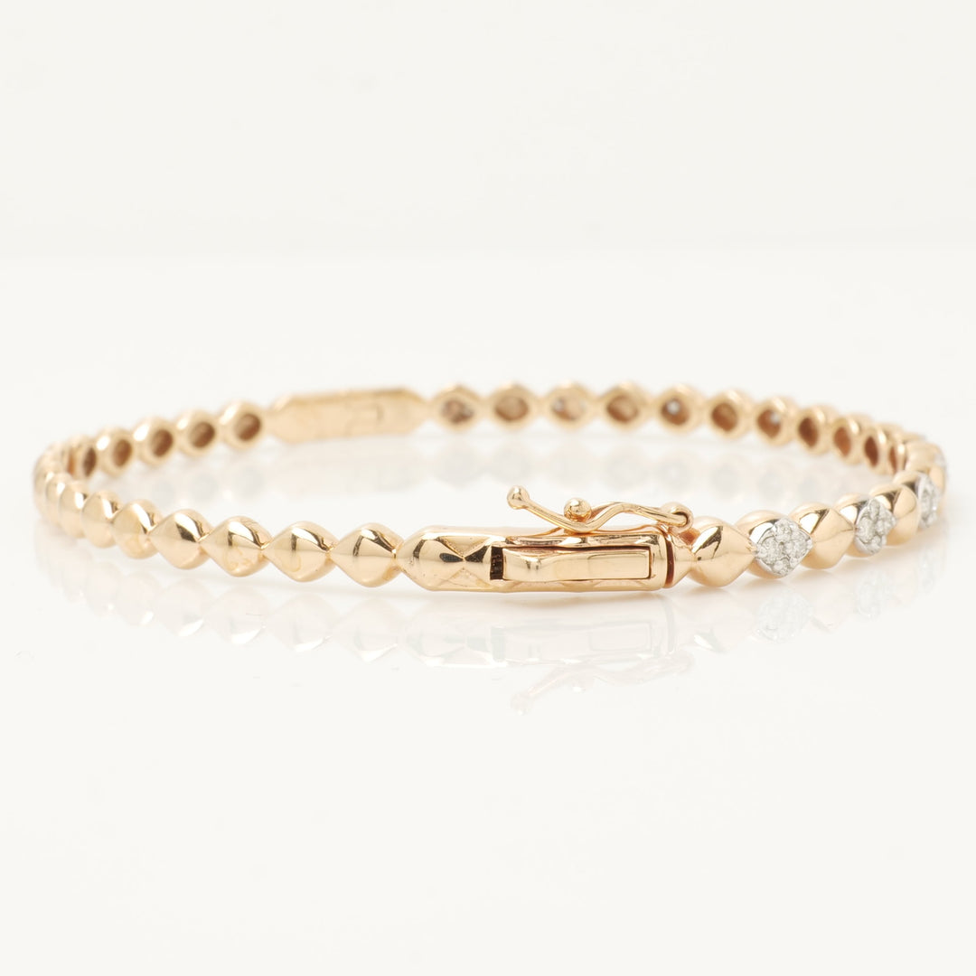 Bubble Drop design bangle bracelet, 14k Solid Gold, Natural Diamonds, Ready To Ship, Women's Day Gift