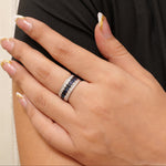 Load image into Gallery viewer, Blue Sapphire Diamond Eternity Band Ring