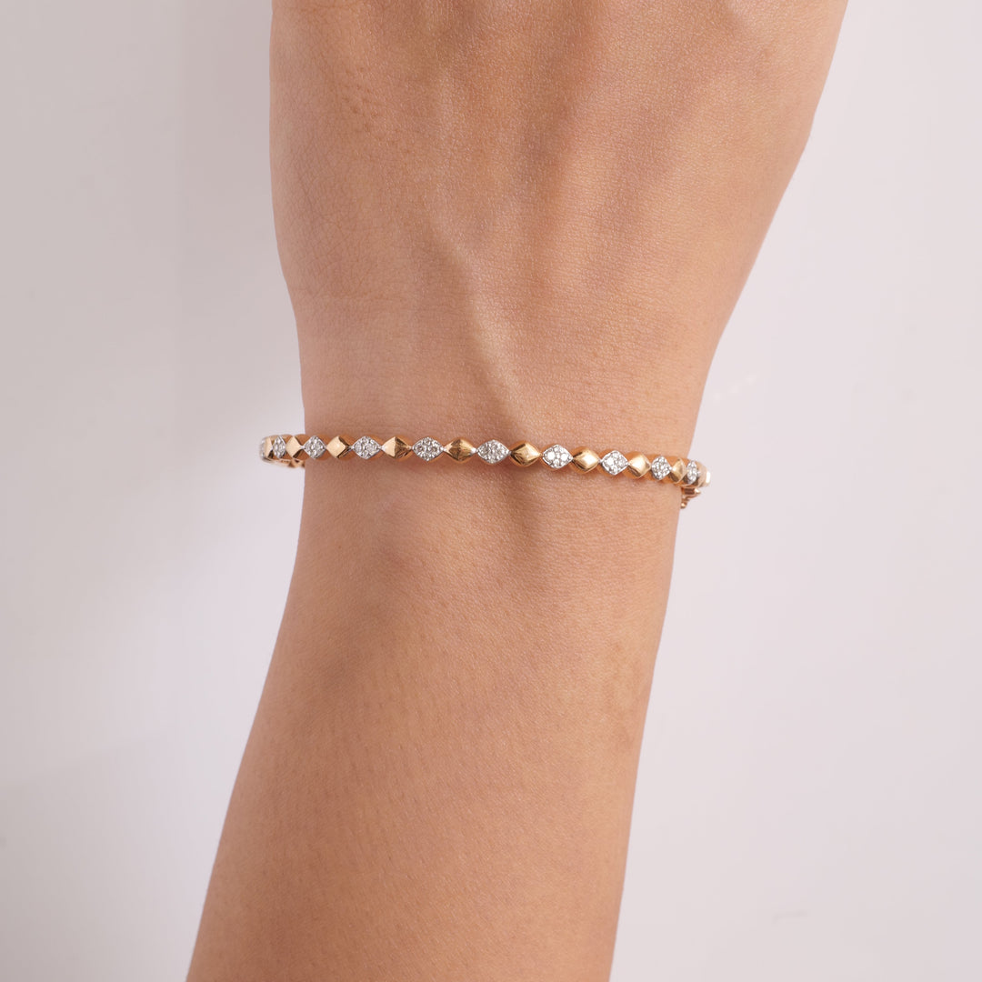 Bubble Drop design bangle bracelet, 14k Solid Gold, Natural Diamonds, Ready To Ship, Women's Day Gift