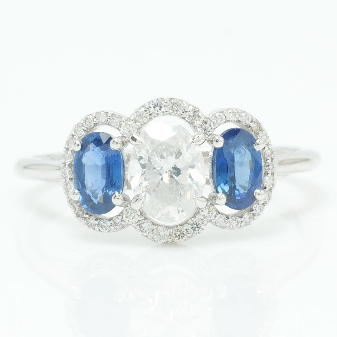 Three Stone Sapphire Diamond Ring