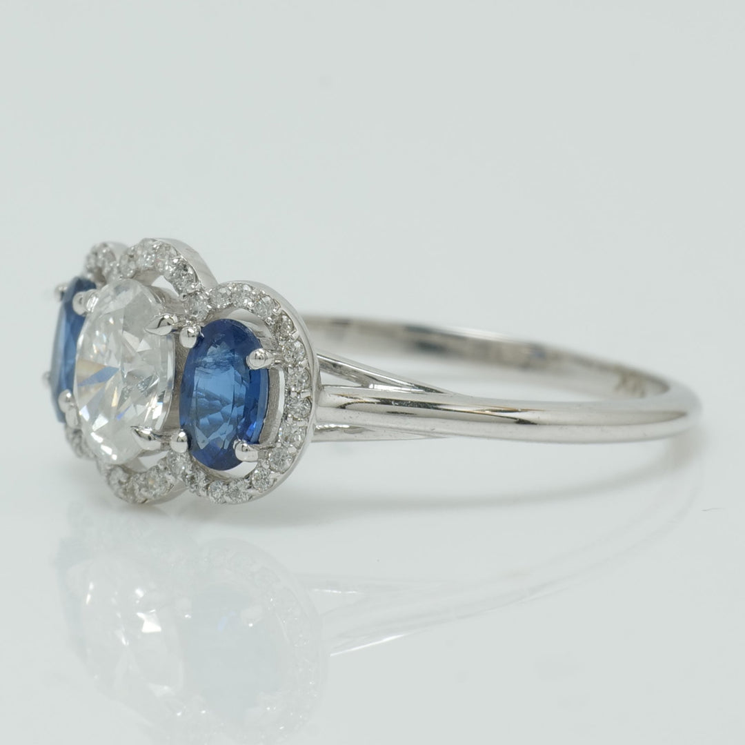 Three Stone Sapphire Diamond Ring