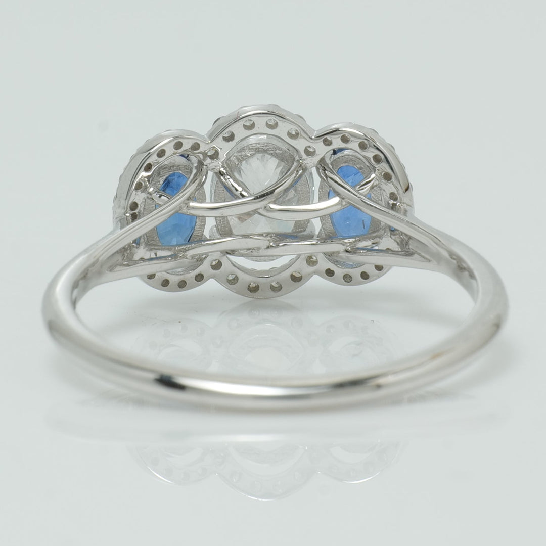 Three Stone Sapphire Diamond Ring