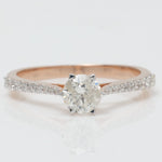 Load image into Gallery viewer, Round Solitaire Diamond Wedding Ring: 14k Solid Gold Promise Jewellery, Certified Jewelry