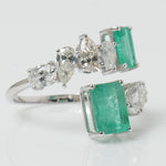 Load image into Gallery viewer, Natural Emerald & Fancy Diamond Bypass Ring