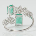 Load image into Gallery viewer, Natural Emerald & Fancy Diamond Bypass Ring