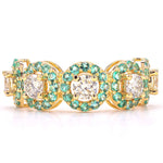 Load image into Gallery viewer, Emerald Halo Diamond Band Ring