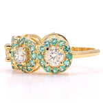 Load image into Gallery viewer, Emerald Halo Diamond Band Ring