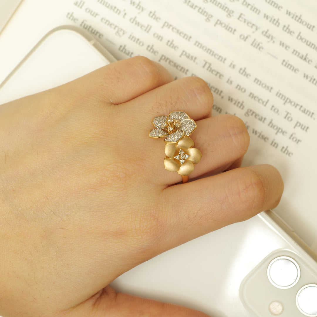 Double Flower Diamond Ring