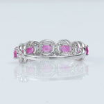 Load image into Gallery viewer, Ruby Halo Eternity Diamond Band Ring
