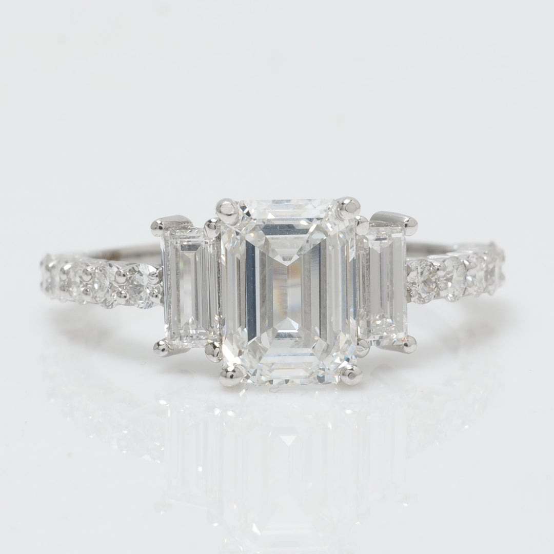 Emerald Cut Three Stone Diamond Ring