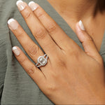 Load image into Gallery viewer, Emerald Cut Halo lab grown Diamond Ring