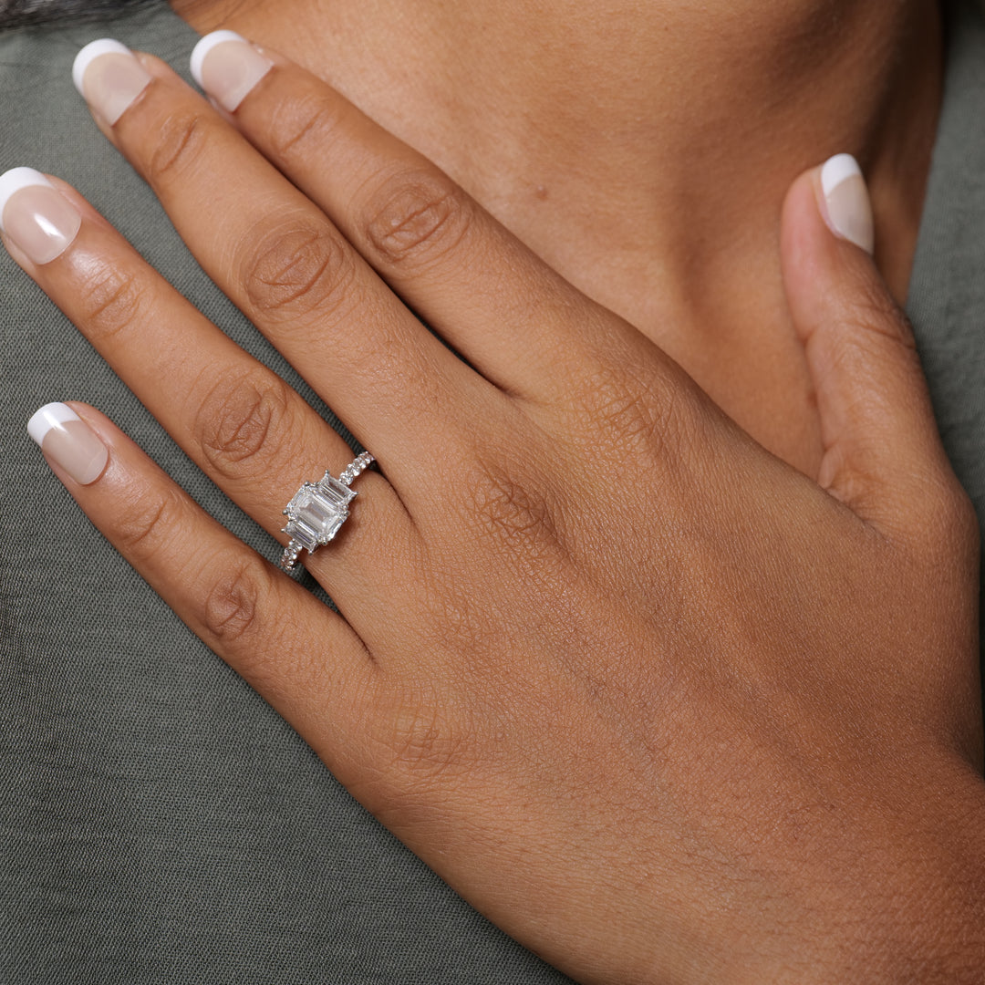 Emerald Cut Three Stone Diamond Ring