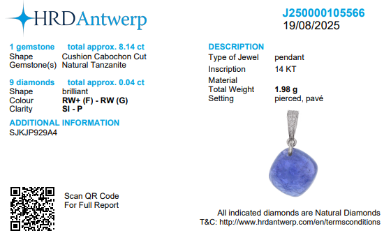 Tanzanite Diamond Pendant Necklace